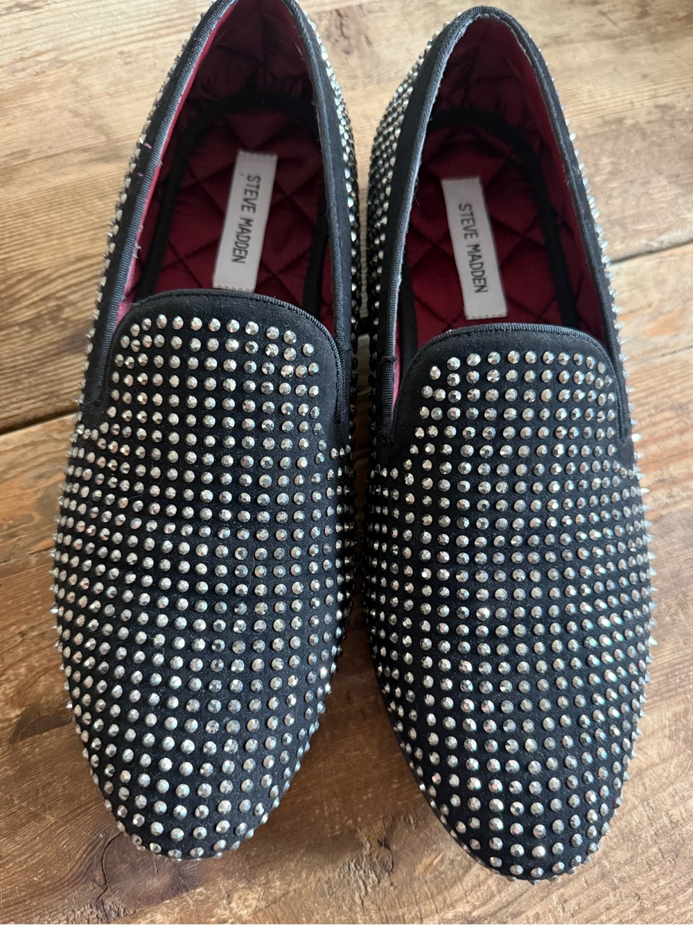 Steve Madden Caviarr' Black Rhinestone Slip-On Loafers/Shoes Men’s size 10.5